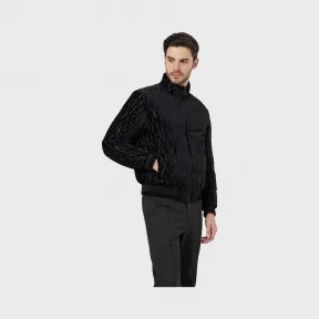 乔治阿玛尼/Giorgio Armani devoré 天鹅绒面料飞行员夹克，通体字母缀饰设计 41919758nk