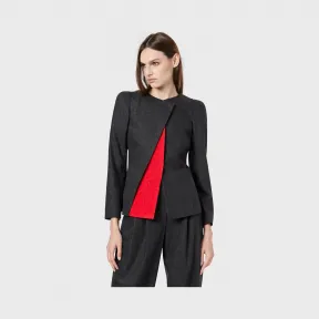 乔治阿玛尼/Giorgio Armani 毡制夹克，饰有不对称撞色三角形装饰扣 41914010ke