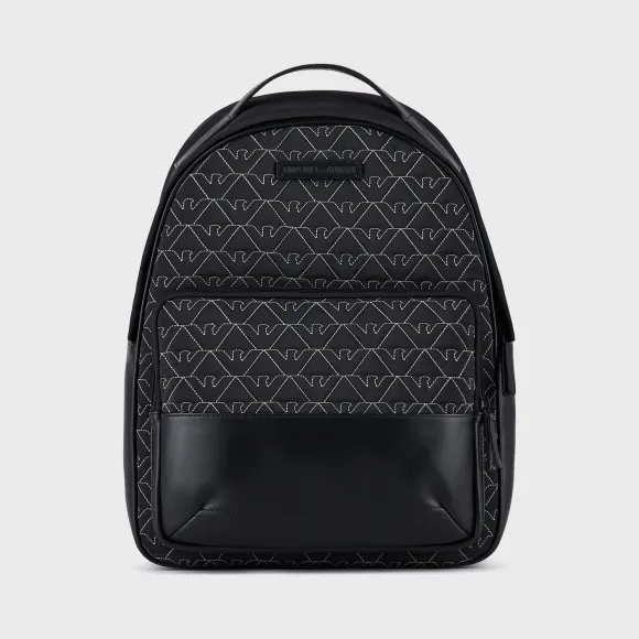 安普里奥·阿玛尼/Emporio Armani 交织字母纹绗缝图案尼龙背包 45477622sg