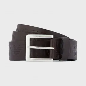 安普里奥·阿玛尼/Emporio Armani 徽标装饰纹理皮革腰带 46629120kb