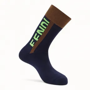 芬迪/Fendi 袜子_蓝色弹力棉袜 FXZ035 A88 NF17QD