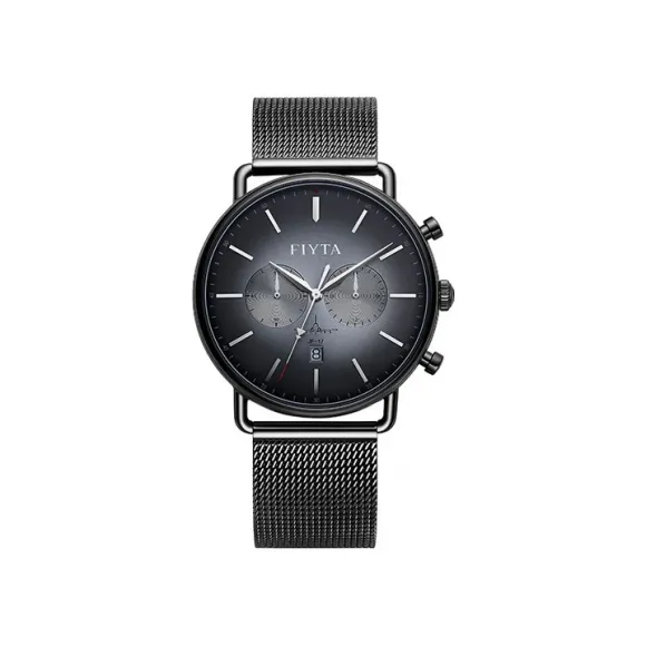 飞亚达/Fiyta 43MM 精钢、黑色 多功能计时石英机芯 女表 DG31000.BBB