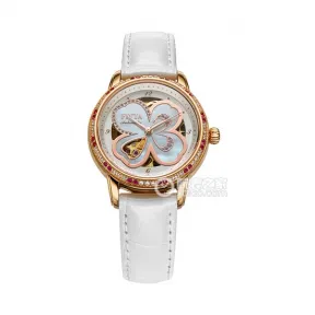 飞亚达/Fiyta 四叶草系列 不锈钢镀金 34.6毫米 自动机械机芯 女表 DLA8262.PWWS