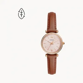 化石/Fossil Carlie Three-Hand Medium Brown Eco Leather Watch ES5112