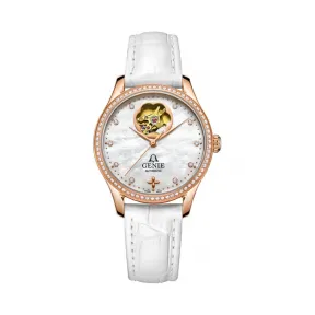 爵尼/Genie 女神(镂空)系列 316L精钢 33mm 自动机械机芯 女表 GNQ-T1846L-ADRW-H