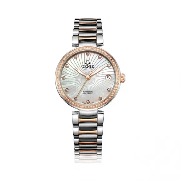 爵尼/Genie 梵之韵系列 316L精钢 33mm 自动机械机芯 女表 GNQ-T1847L-ADR