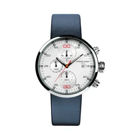 乔治菲登GF1919手表男女情侣 进口石英表夜光计时日历防水皮带腕表 蓝色皮带白盘GFAY006