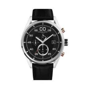 乔治菲登GF1919手表 听风者系列石英日历计时防水进口皮带男士腕表 黑色皮带黑盘GFBL002