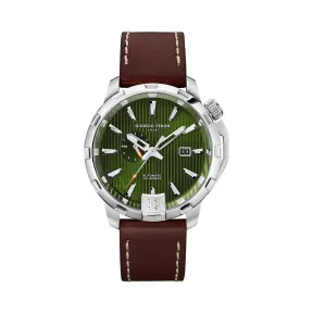 乔治菲登GF1919手表男 发烧友系列自动机械表植鞣防水大表盘 棕色皮带绿色表盘GFCI005