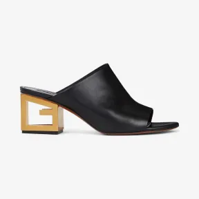 纪梵希/Givenchy 女士 三角形G字鞋跟皮革穆勒鞋 BE3028E0A1-001