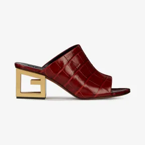 纪梵希/Givenchy 女士 鳄鱼纹效果皮革金色G鞋跟穆勒鞋 BE3028E0GY-647