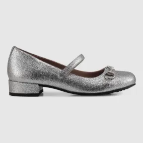 古驰/Gucci 儿童闪光马衔扣平底芭蕾鞋 388818 KUS00 8106