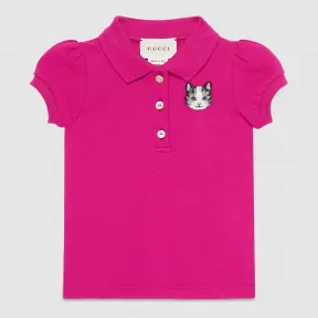 古驰/Gucci 婴儿马球衫，配以猫形和鲜花图案 435254 X5D98 5221