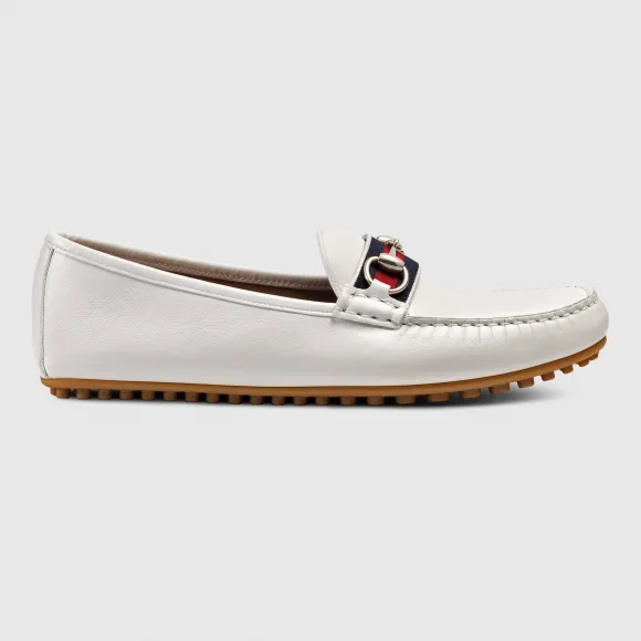 古驰/Gucci 饰条纹织带皮革驾车鞋 450892 A9L60 9180