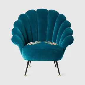 古驰/Gucci 刺绣花朵天鹅绒扶手椅 550655-ZACCP-3607