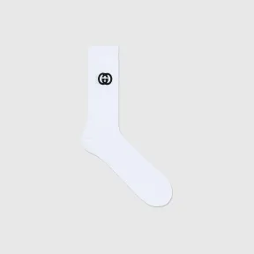 古驰/Gucci 互扣GG棉质混纺袜 743149-4G492-9000