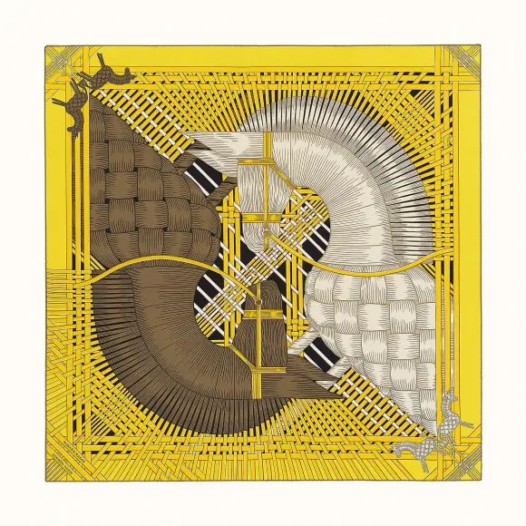 爱马仕/Hermes “两马织情”90厘米方巾 H003684S-02