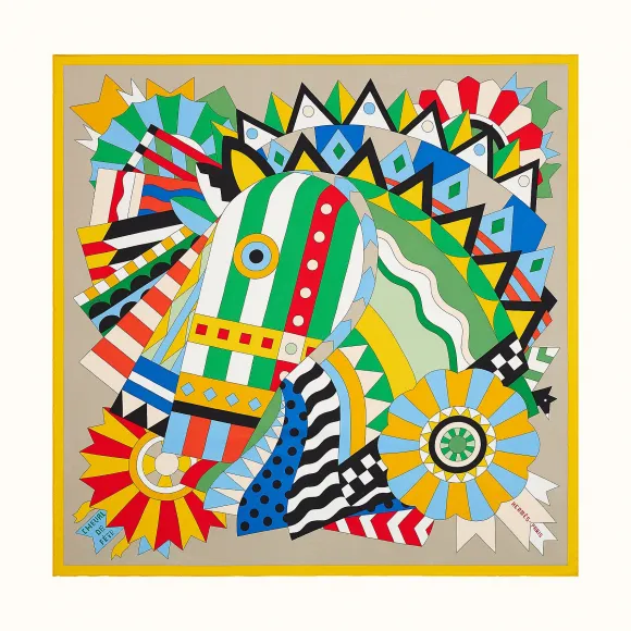 爱马仕/Hermes “庆典骏马”90厘米方巾 H003748S-03