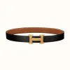 爱马仕/Hermes H 雕纹皮带扣&双面皮腰带32毫米 H064540CC06-H073967CAAA115