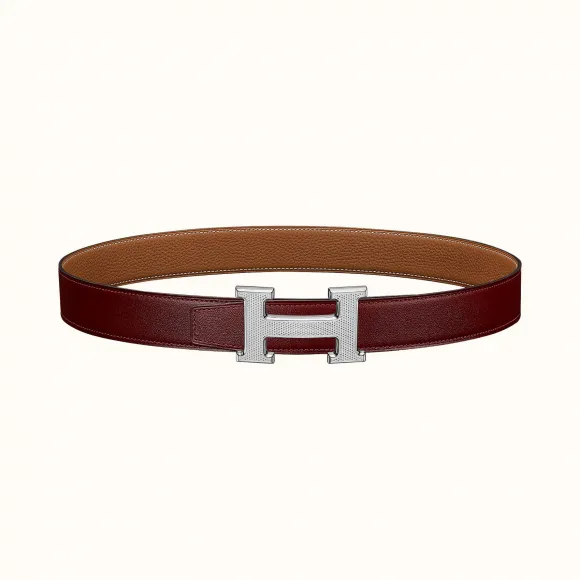 爱马仕/Hermes H 雕纹皮带扣&双面皮腰带32毫米 H064540CK05-H073967CAAX085