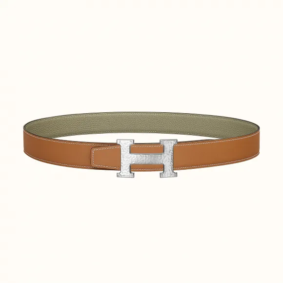 爱马仕/Hermes H Martelee皮带扣&双面皮腰带32毫米 H064549CK05-H073996CAAG090