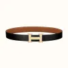 爱马仕/Hermes H 条纹皮带扣&双面皮腰带32毫米 H064550CC06-H073967CAAA095