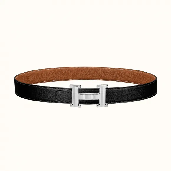 爱马仕/Hermes H 条纹皮带扣&双面皮腰带32毫米 H064550CK05-H073967CAAA105