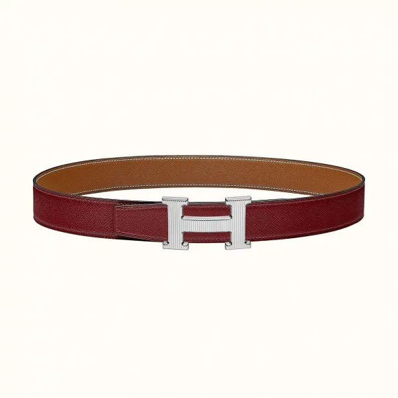 爱马仕/Hermes H 条纹皮带扣&双面皮腰带32毫米 H064550CK05-H075394CAAC100