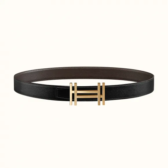 爱马仕/Hermes 方块H皮带扣&双面皮腰带32毫米 H066050CP2K-H081777CAAA095