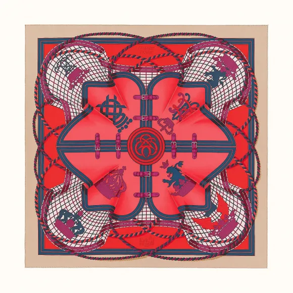 爱马仕/Hermes “盛装华服”90厘米水洗方巾 H071729S-09