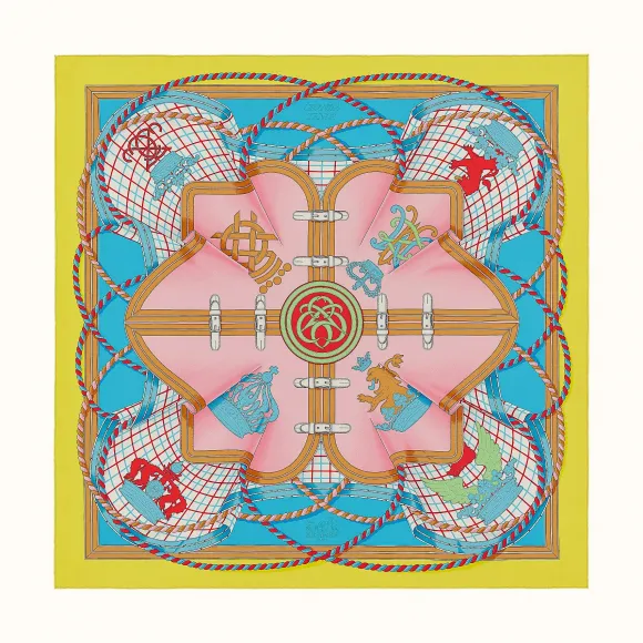 爱马仕/Hermes “盛装华服”90厘米水洗方巾 H071729S-13