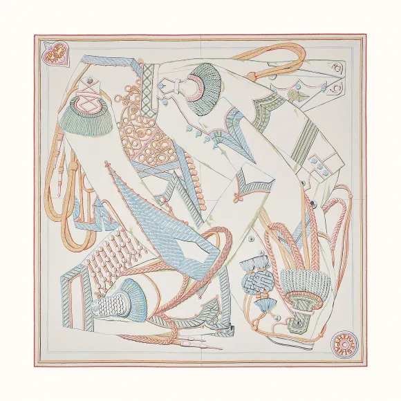 爱马仕/Hermes “佐阿夫与龙骑兵”90厘米水洗方巾 H073280S-28