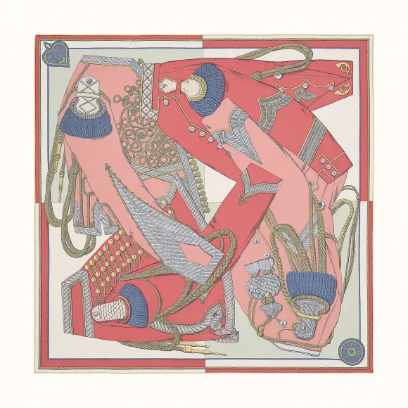 爱马仕/Hermes “佐阿夫与龙骑兵”90厘米水洗方巾 H073280S-33