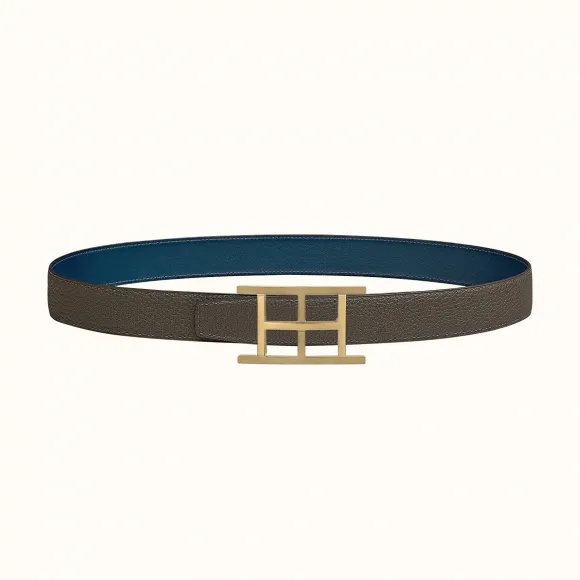 爱马仕/Hermes Inside H皮带扣&双面皮腰带32毫米 H081669CP2K-H073967CABD080