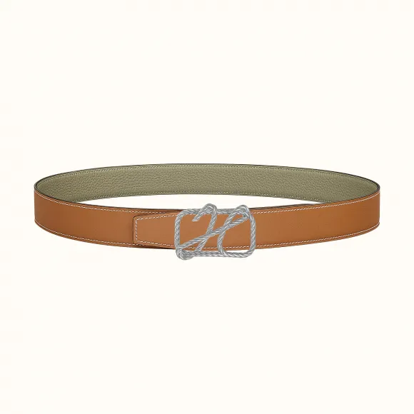爱马仕/Hermes Cordage皮带扣&双面皮腰带32毫米 H081676CK05-H073996CAAG095