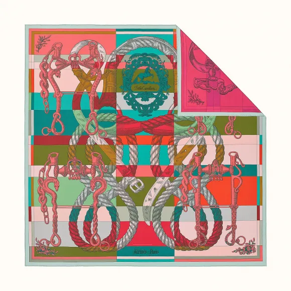 爱马仕/Hermes “骏马骑士”90厘米双面方巾 H903578S-04