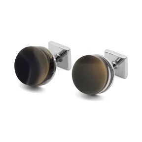 罗意威/Loewe Anagram圆形袖扣 烟灰色 111.09.794