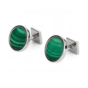 罗意威/Loewe Anagram 圆形袖扣 孔雀石色 111.10.795