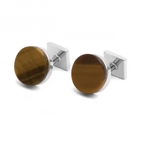 罗意威/Loewe Round Cufflink With Anagram Tiger Eye 111.11.794