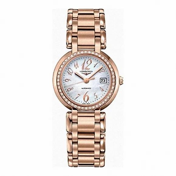 浪琴/Longines 心月系列 自动机械 18K玫瑰金镶钻 女表 L8.113.9.83.6