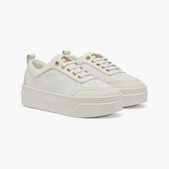 MCM 女士 Skyward 十字纹皮革厚底运动鞋 MESDSSW05WT036