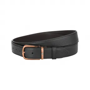 万宝龙/Montblanc 全新万宝龙矩形圆边闪亮棕色和金色PVD精钢针式带扣腰带
 128769 - U0128769