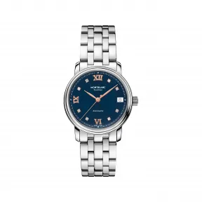 万宝龙/Montblanc MB129643-全新万宝龙传统系列日期自动上链钻石时标腕表 32毫米（午夜蓝表盘）