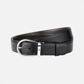 万宝龙/Montblanc Horseshoe buckle black/brown 35 mm reversible leather belt - Belts  腰带 U0124384