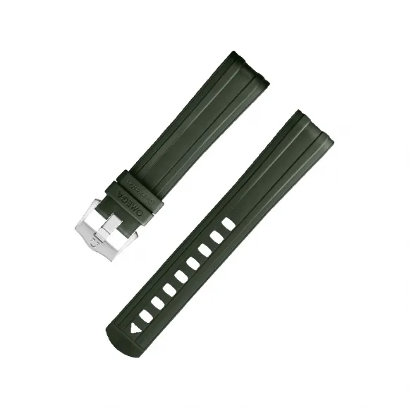 欧米茄/Omega 绿色橡胶表带，搭配针扣，适用于海马系列300米潜水表 两件式表带 032Z017210|025STZ010129