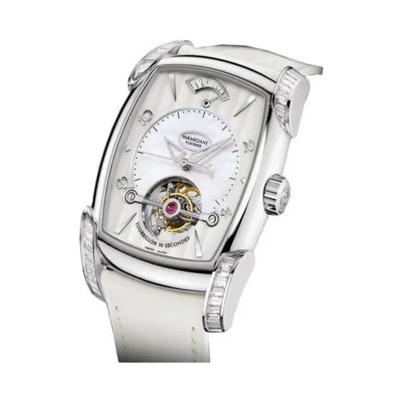 帕玛强尼/Parmigiani TOURBILLON系列 18k白金 44.7x37.2MM 自动机械 女表 PF601078