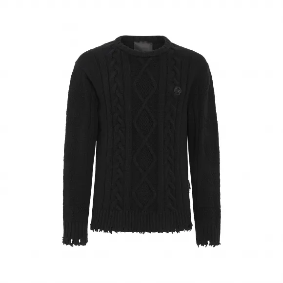 菲利普·普莱因/Philipp Plein 羊羔绒套头衫圆领长袖骷髅头 FACC-MKO1273-PKN002N-02