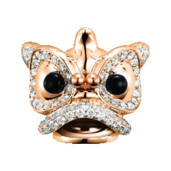 麒麟/qeelin Xi Xi 18K玫瑰金钻石及缟玛瑙耳环 (小) (耳环单独发售) XX-030-ERSD-RGD