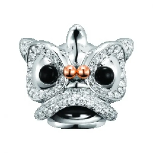 麒麟/qeelin Xi Xi 18K白金钻石及缟玛瑙耳环 (小) (耳环单独发售) XX-030-ERSD-WGD