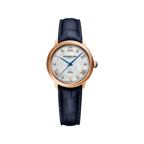 雷蒙威/Raymond Weil 自动珍珠母贝和钻石皮带腕表 - 经典大师系列 31 MM 自动机械机芯 2131-P53-00966